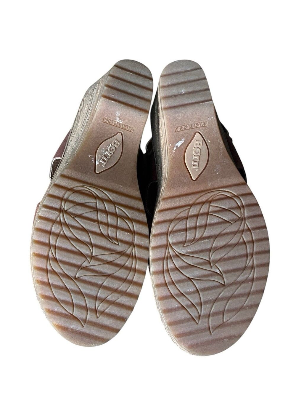 Born Nina Brown Luggage Wedge Leather Sandals Size 7M Comfort - Picture 6 of 6